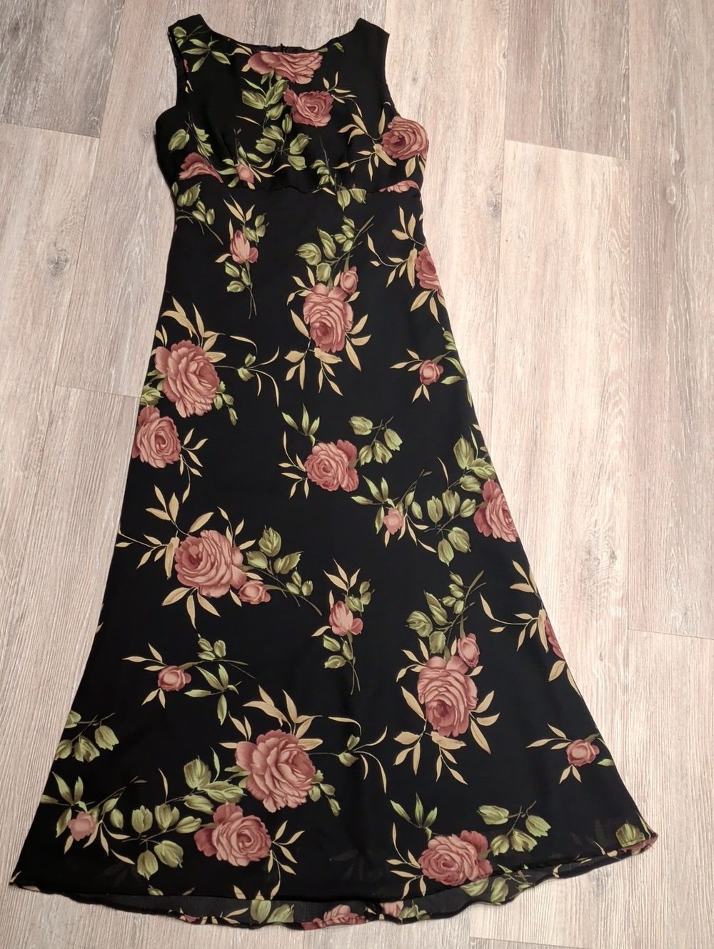 Vintage 90s Whimsigoth Dark Floral Maxi Dress MJW Studio Size 12